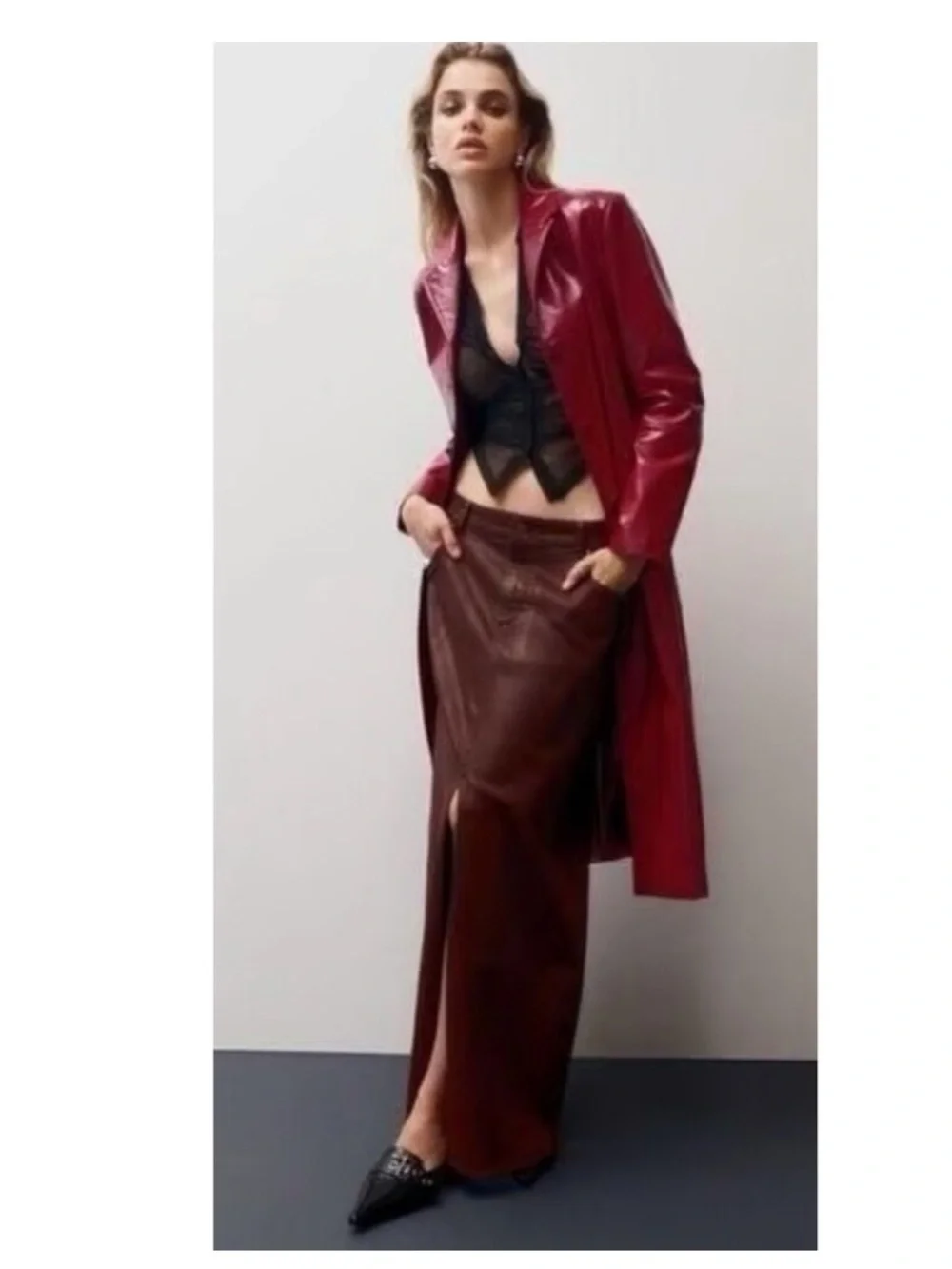 PILCRO faux leather maxi skirt size 6